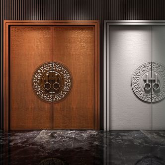 New Chinese Style Door Double Open Door 3d model