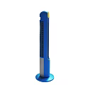 Blue Standing Tower Fan With Yellow Accent And Modern Design Structure