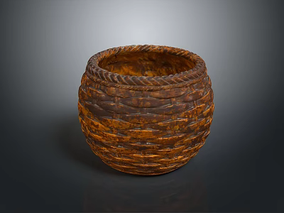 Handwoven Animal Shaped Basket With Brown Wicker Texture On Dark Background 3d model