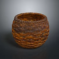 Handwoven Animal Shaped Basket With Brown Wicker Texture On Dark Background 3d model