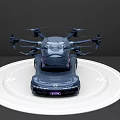 Futuristic Flying Car With Multiple Propellers And Advanced Design On Circular Platform 3d model
