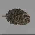 Detailed Natural Pine Cone With Textured Surface On Dark Reflective Background