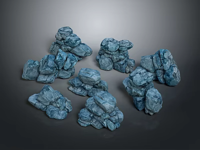 Natural Blue Stacked Stone Materials For Decorative Landscaping And Garden Design 3d model