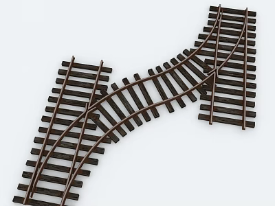 Detailed Model Railroad Tracks With Curved Sections And Wooden Crossing Design 3d model