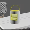Portable White Electric Fan With Yellow Handle And Grille For Tabletop Use