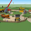 Road Facilities Construction Site Featuring Cranes Construction Vehicles And Heavy Equipment 3d model