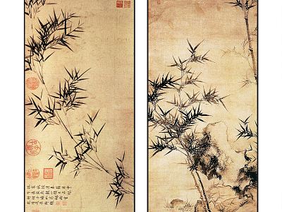 New Chinese Plant Painting Traditional Zen Ink Bamboo Pattern Hanging Painting Combination model