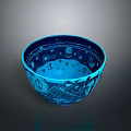 Intricately Carved Blue Bowl With Celestial Stars Planets And Geometric Patterns