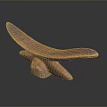 Handcrafted Wooden Sculpture With Intricate Carvings And Curved Design On Base