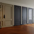 Stylish Hinged Doors In Various Designs For Modern Interior With Wooden Flooring