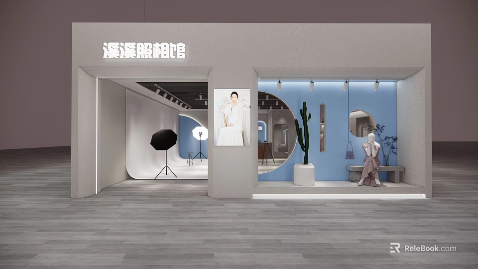 Shen Shen Photography Studio Display With Tripod Lighting Model Photo And Mannequin 3d model 
