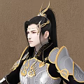 Ancient Warrior Characters In Different Poses With Golden Black Traditional Clothing Creature Pattern And Spear