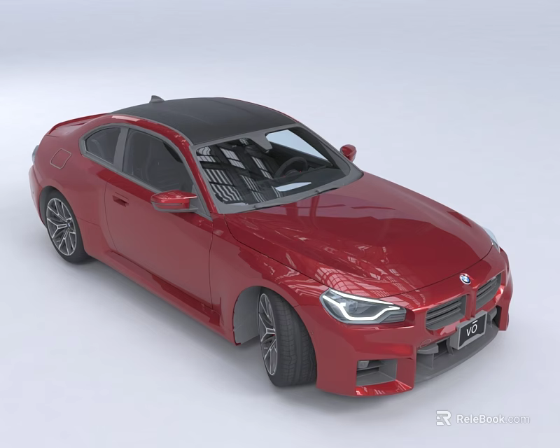 Red Two Door Sports Coupe With Black Roof And Modern Sporty Exterior Design 3d model 