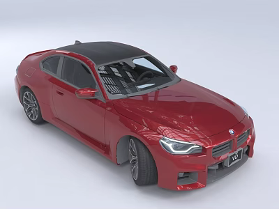 Red Two Door Sports Coupe With Black Roof And Modern Sporty Exterior Design 3d model
