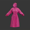 Stylish Pink Hooded Raincoat With Belted Waist Long Length And Waterproof Design