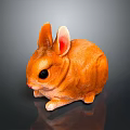 Small Orange Rabbit Figurine With Big Ears Black Eyes And Shiny Surface On Dark Background