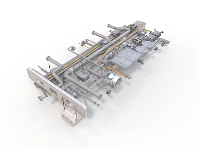Industrial Equipment Featuring Metal Mechanical Components Pipeline System And Framework 3d model