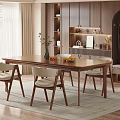 Modern Restaurant Interior Featuring Wooden Dining Table Chairs Vase And Open Concept Design