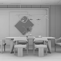 Modern Dining Table and Chair Combination 3d model