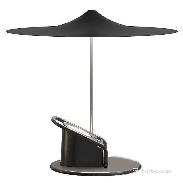 Sleek Modern Table Lamp With Black Lampshade And Metal Stand Design 3d model 