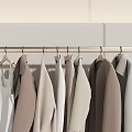 Modern Clothes Rack In Clothing Store Interior With Hanging Clothes Mirror And Shoes