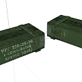 Green Military Crates With Metal Straps And Worn Serial Numbers 3d model