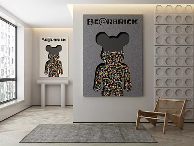 BE@RBRICK Artwork Colorful Silhouette In Modern Interior Room With Chair And Window 3d model