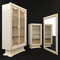 Elegant White Wardrobe with Glass Doors Gold Trim and Carved Wooden Details Design