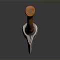 Handcrafted Axe Weapon With Carved Wooden Handle And Intricate Metal Head Design