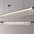 Modern Long Strip Pendant Lights With Transparent Crystal Elements Hanging From Ceiling