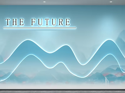 Futuristic Partition Design Featuring Wavy Lines on Light Blue Background 3d model