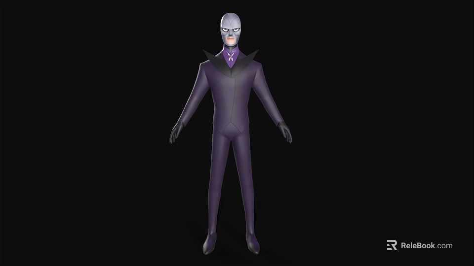 Man Wearing Purple Outfit With Black Collar 3D Virtual Character Model Design 3d model 