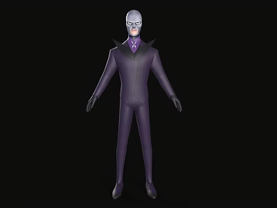 Man Wearing Purple Outfit With Black Collar 3D Virtual Character Model Design 3d model