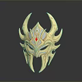 Golden Decorative Mask With Intricate Spikes And Red Gemstone Design