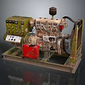 Vintage Diesel Generator With Control Panel Red Fuel Tank And Metal Frame