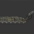 Futuristic Water Vehicle with Metallic Exterior and Geometric Design Structure