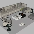 Modern Beige Sofa and Coffee Table Set with Pillows Throw Blanket Armchair Ottoman