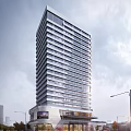 Modern High Rise Office Building With Glass Facade And Floor To Ceiling Windows Design