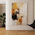 Modern Decorative Painting Hanging Painting Green Plant Leisure Chair 3d model