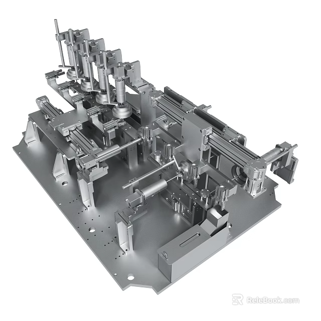 Metal Mechanical Structure With Precision Components For Industrial Machinery Use 3d model