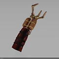 Character S Biological Mechanical Claw Glove With Red Copper Golden Accents And Black Stripes