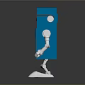 Blue Robot With Sunglasses Silver Mechanical Arms And Legs On Black Background With Reflection