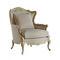 Elegant Classic Accent Chair with Carved Wooden Frame Light Fabric Upholstery Ornate Armrests Backrest