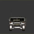 Camouflaged Military Hummer Vehicle With Roof Equipment Antenna And Rugged Tires