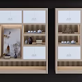 Modern Wooden Display Cabinet With White Doors Open Shelves And Decorative Items