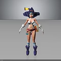 Wizard Girl Character With Purple Hat And Small Creature Companion In Colorful Outfit