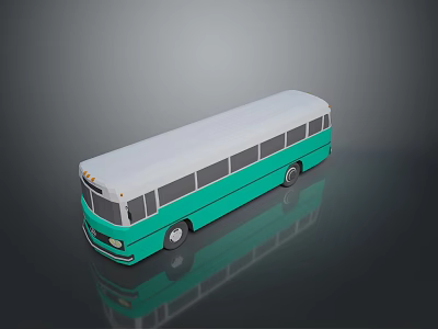 Modern City Bus Exterior Design With Teal And White Body And Multiple Windows 3d model