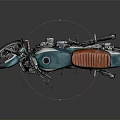 Vintage Teal Motorcycle With Brown Leather Seat And Metallic Design Elements