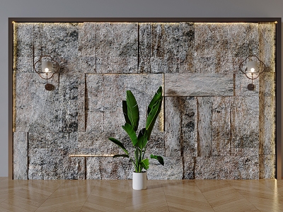 Stone wall background wall rubble wall cultural rock stone wall decorative wall lamp model