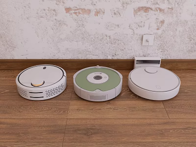 Modern Robotic Vacuum Cleaners with Different Designs for Home Floor Cleaning 3d model